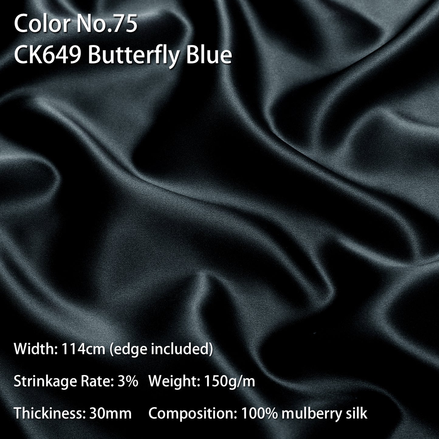 HYSK 100% Mulberry Silk Charmeuse Fabric – Blue Tones, 30 Momme, Soft Lustrous & Skin-Friendly, 6A Premium Silk for Nightwear, Pajamas, Bedding & Lining