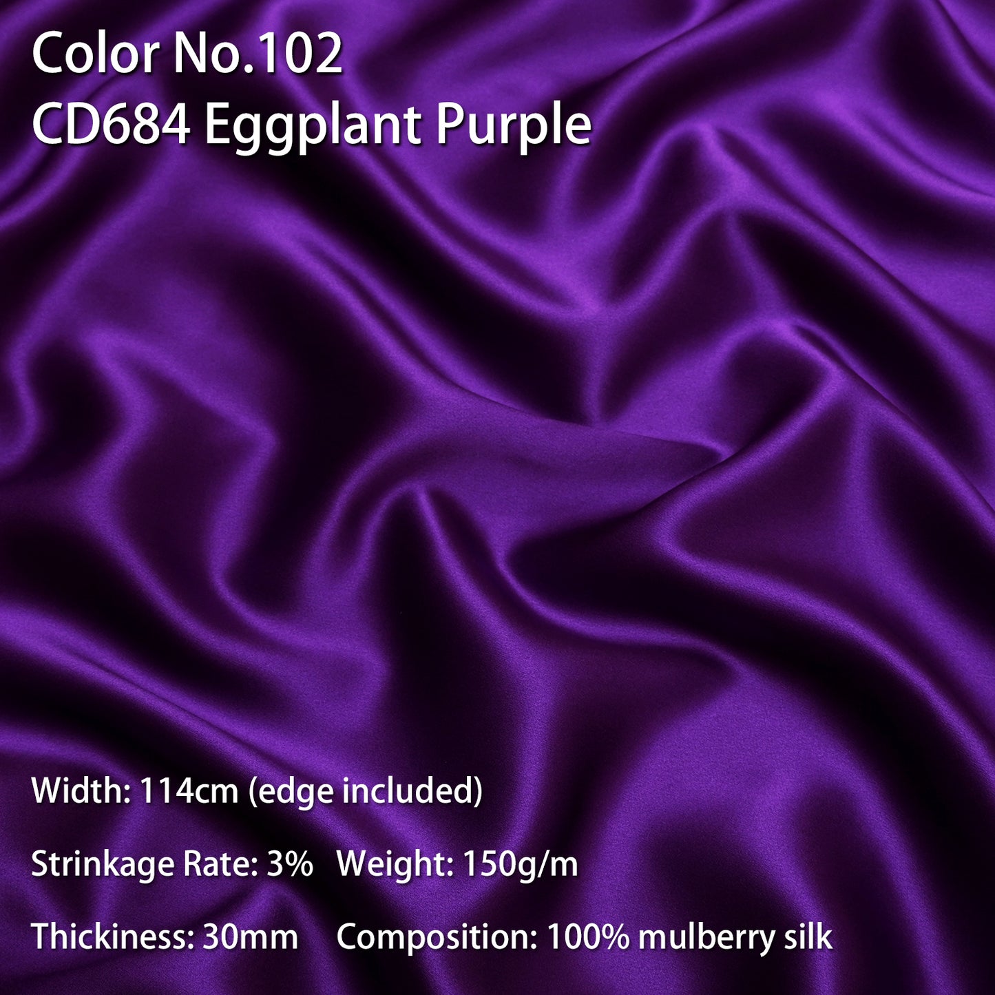 HYSK 100% Mulberry Silk Charmeuse Fabric –  Purple Tones, 30 Momme, Soft Lustrous & Skin-Friendly, 6A Premium Silk for Nightwear, Pajamas, Bedding & Lining