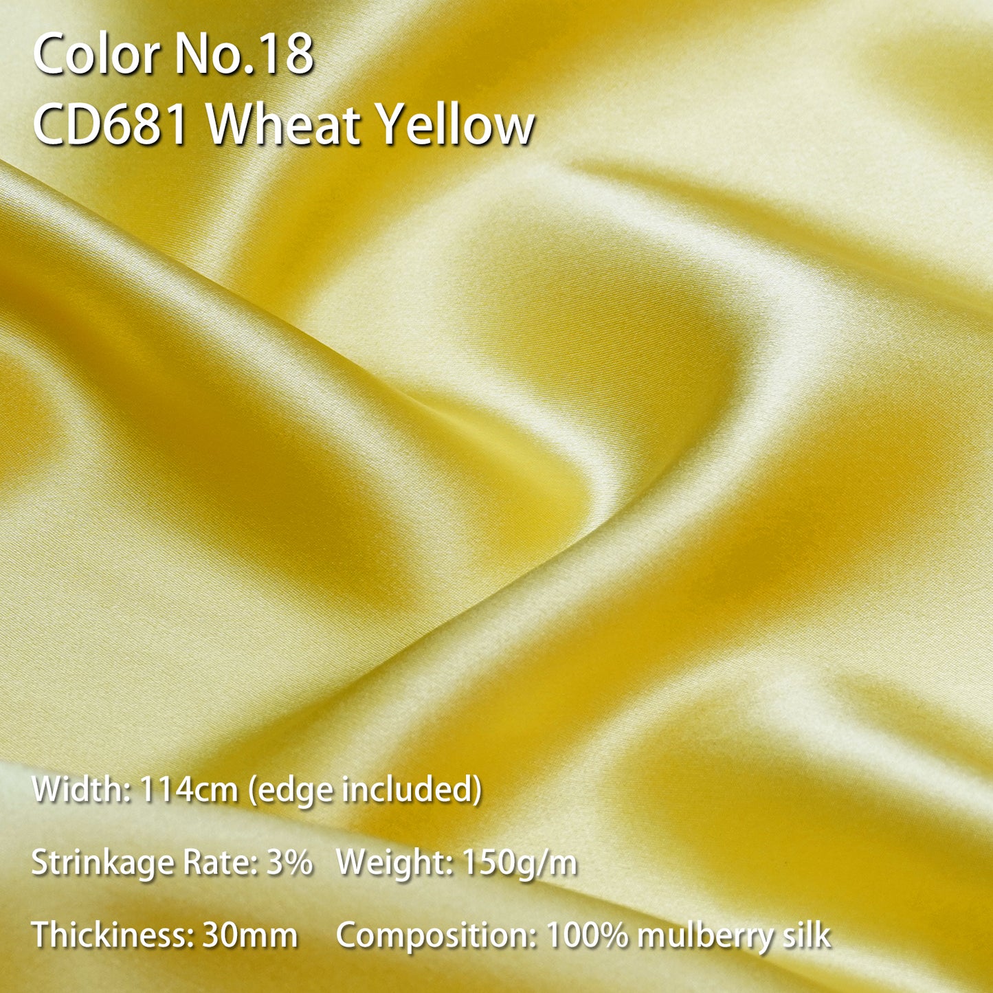 HYSK 100% Mulberry Silk Charmeuse Fabric – Yellow Tones, 30 Momme, Soft Lustrous & Skin-Friendly, 6A Premium Silk for Nightwear, Pajamas, Bedding & Lining