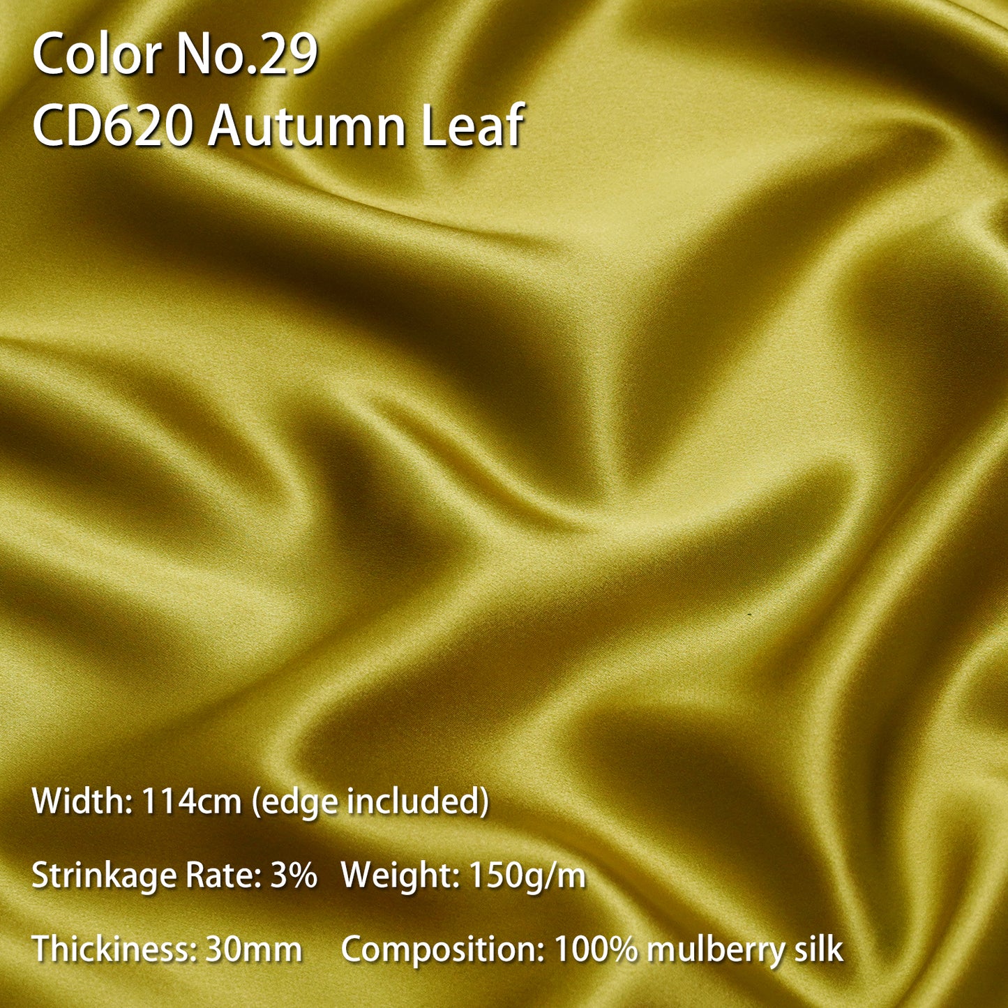 HYSK 100% Mulberry Silk Charmeuse Fabric – Yellow Tones, 30 Momme, Soft Lustrous & Skin-Friendly, 6A Premium Silk for Nightwear, Pajamas, Bedding & Lining