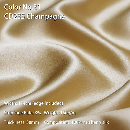 HYSK 100% Mulberry Silk Charmeuse Fabric – Khaki Tones, 30 Momme, Soft Lustrous & Skin-Friendly, 6A Premium Silk for Nightwear, Pajamas, Bedding & Lining