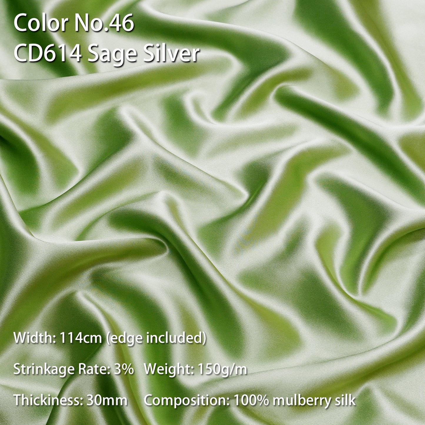 HYSK 100% Mulberry Silk Charmeuse Fabric – Green Tones, 30 Momme, Soft Lustrous & Skin-Friendly, 6A Premium Silk for Nightwear, Pajamas, Bedding & Lining