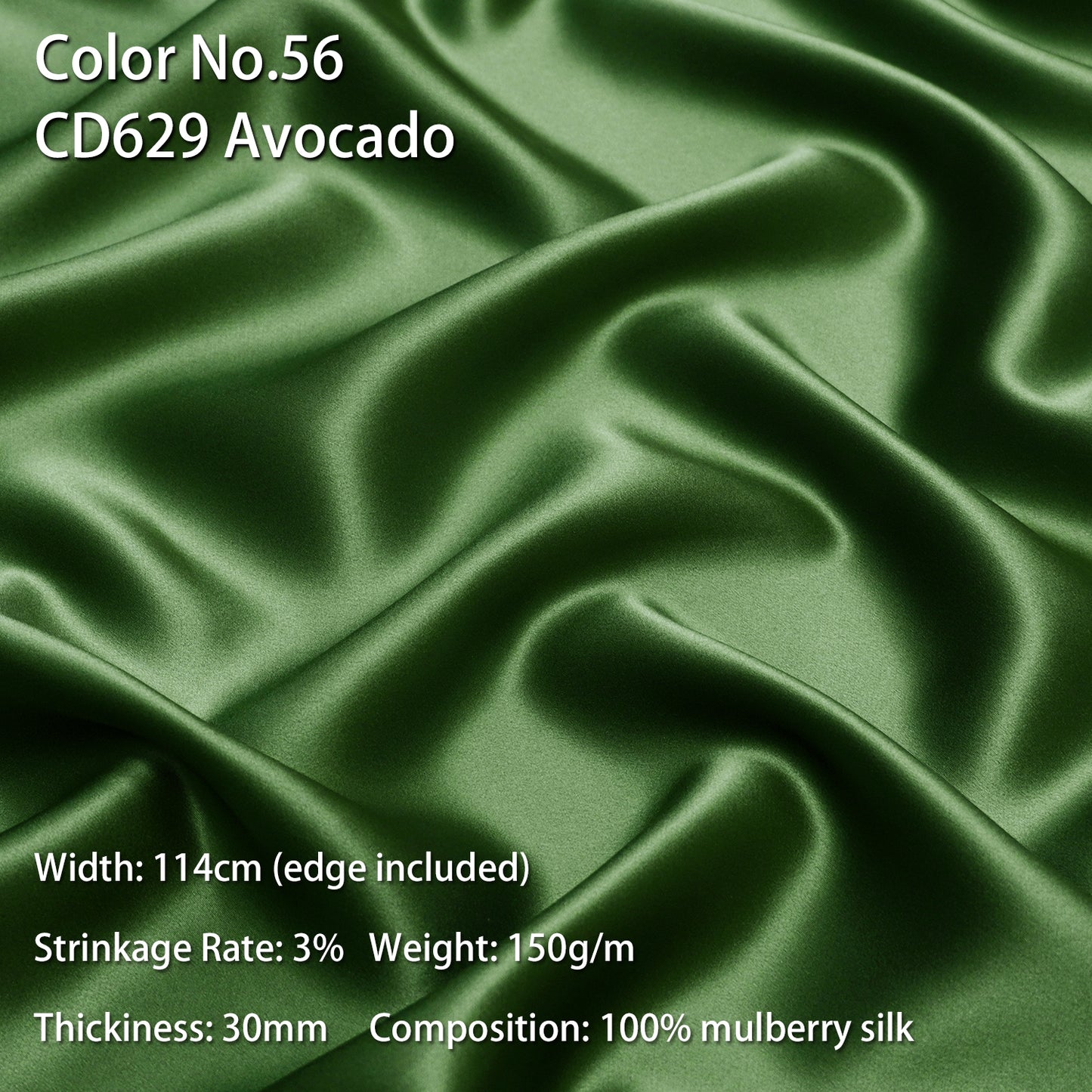 HYSK 100% Mulberry Silk Charmeuse Fabric – Green Tones, 30 Momme, Soft Lustrous & Skin-Friendly, 6A Premium Silk for Nightwear, Pajamas, Bedding & Lining
