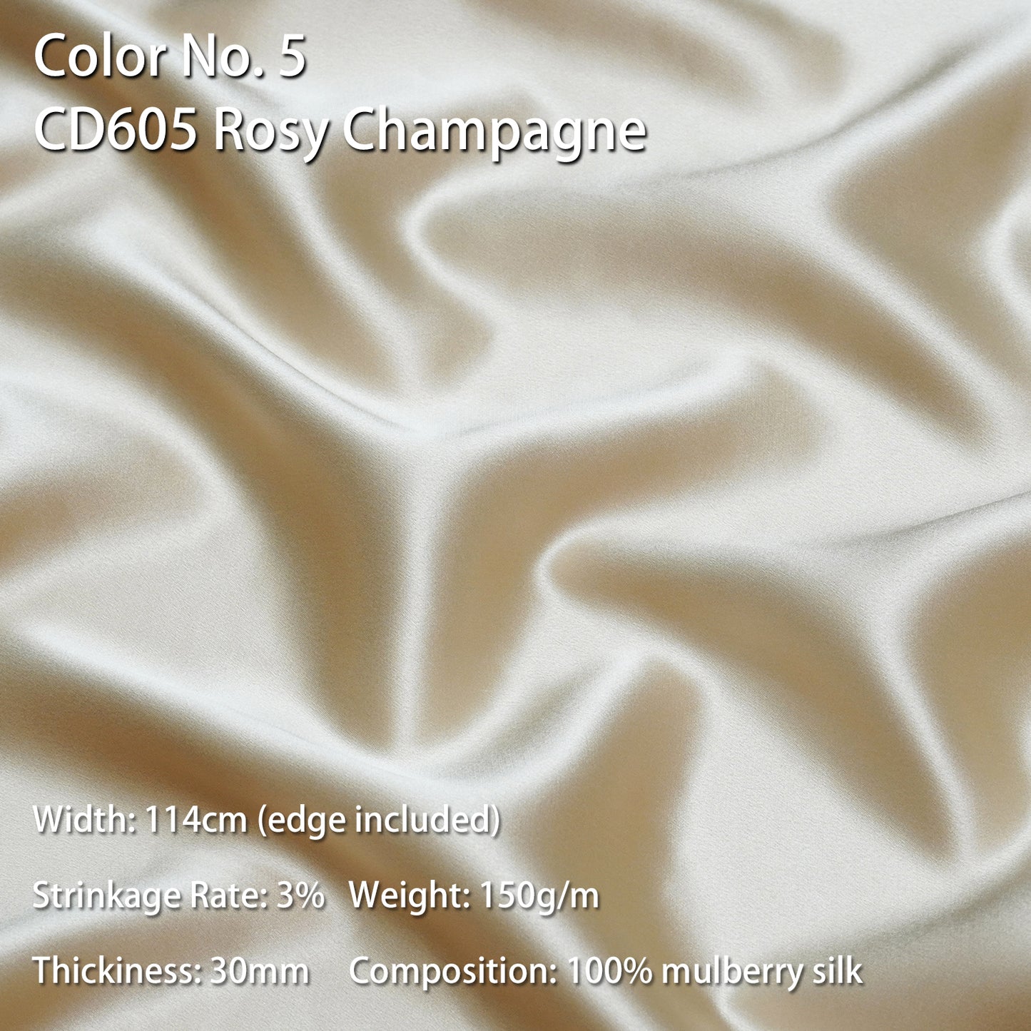 HYSK 100% Mulberry Silk Charmeuse Fabric – Beige Tones, 30 Momme, Soft Lustrous & Skin-Friendly, 6A Premium Silk for Nightwear, Pajamas, Bedding & Lining