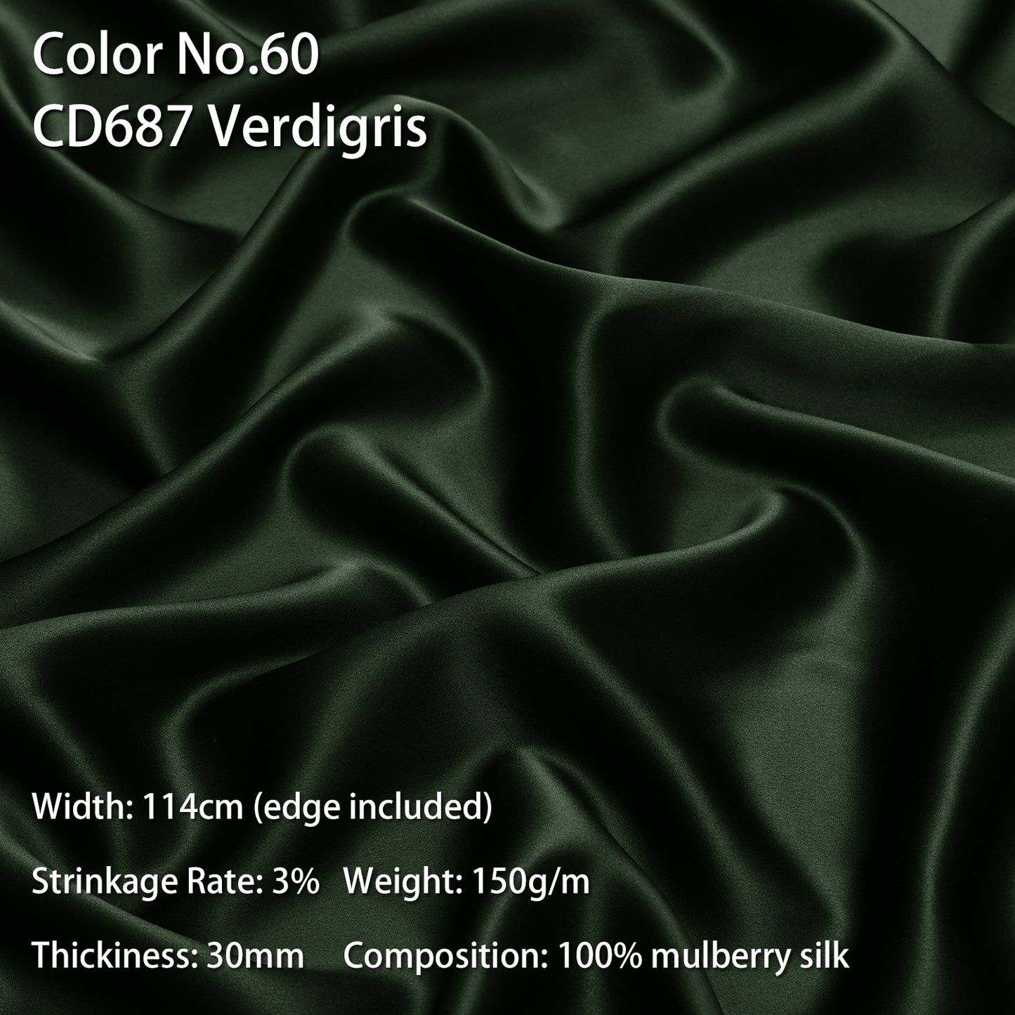 HYSK 100% Mulberry Silk Charmeuse Fabric – Green Tones, 30 Momme, Soft Lustrous & Skin-Friendly, 6A Premium Silk for Nightwear, Pajamas, Bedding & Lining