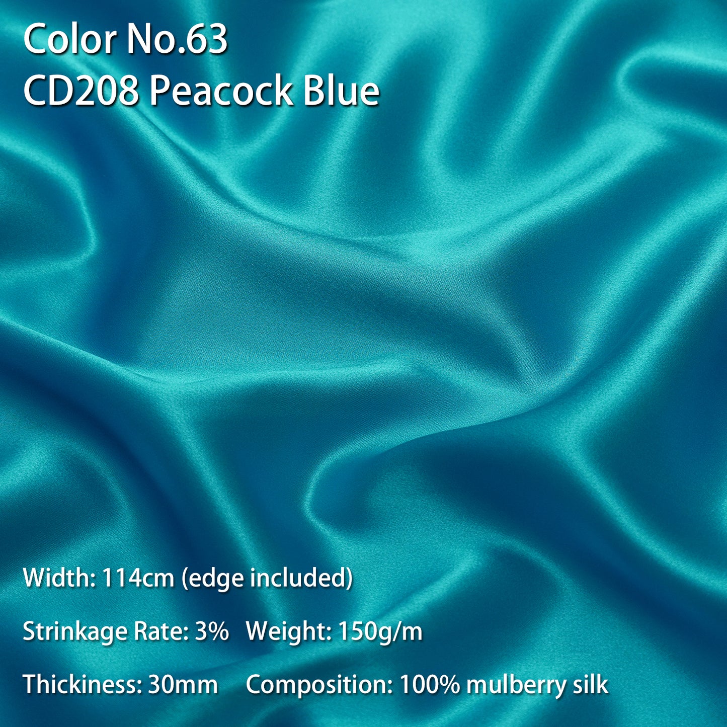 HYSK 100% Mulberry Silk Charmeuse Fabric –  Blue Tones, 30 Momme, Soft Lustrous & Skin-Friendly, 6A Premium Silk for Nightwear, Pajamas, Bedding & Lining
