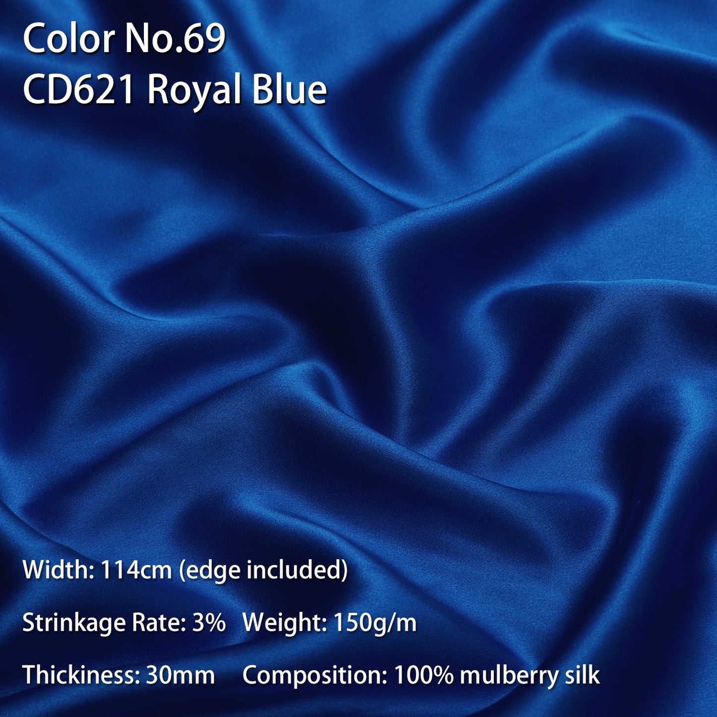 HYSK 100% Mulberry Silk Charmeuse Fabric –  Blue Tones, 30 Momme, Soft Lustrous & Skin-Friendly, 6A Premium Silk for Nightwear, Pajamas, Bedding & Lining