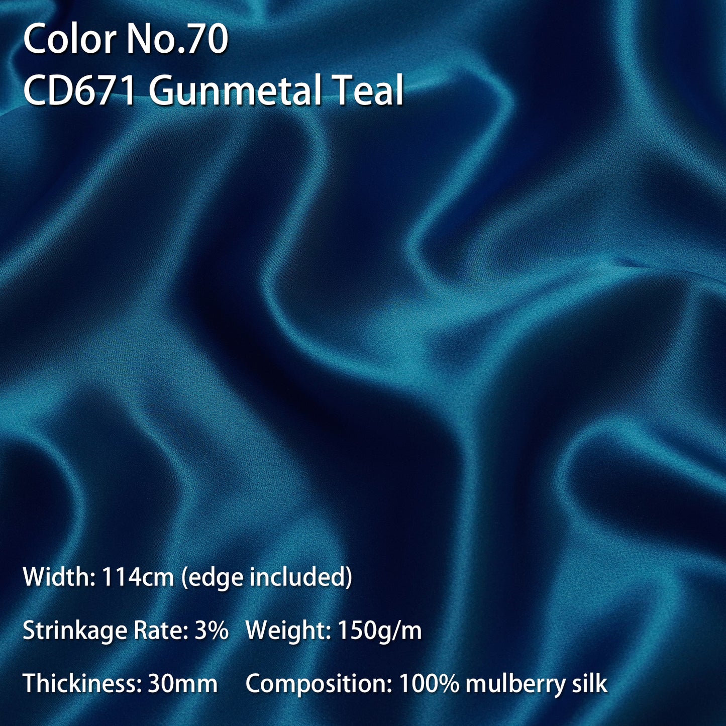 HYSK 100% Mulberry Silk Charmeuse Fabric –  Blue Tones, 30 Momme, Soft Lustrous & Skin-Friendly, 6A Premium Silk for Nightwear, Pajamas, Bedding & Lining