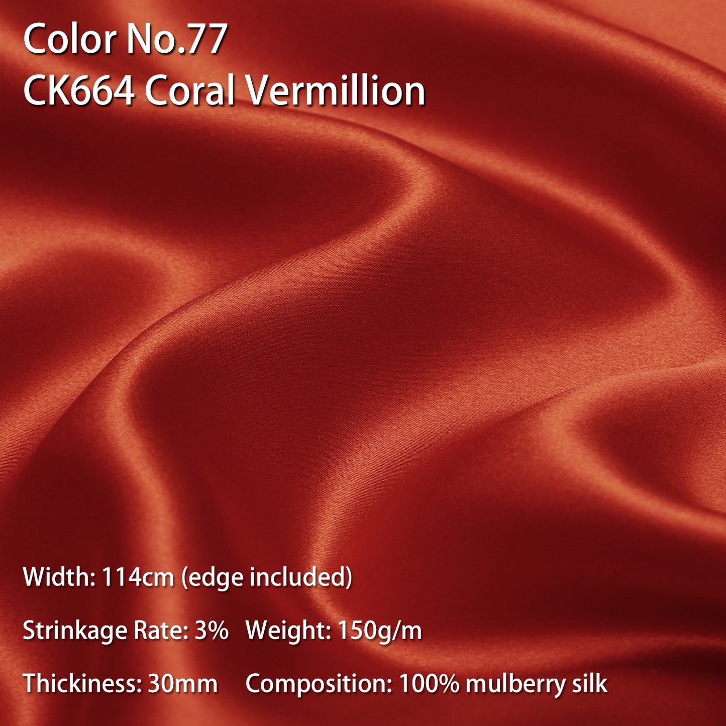 HYSK 100% Mulberry Silk Charmeuse Fabric –  Red Tones, 30 Momme, Soft Lustrous & Skin-Friendly, 6A Premium Silk for Nightwear, Pajamas, Bedding & Lining