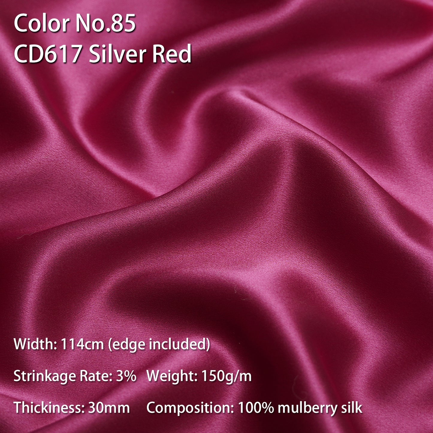 HYSK 100% Mulberry Silk Charmeuse Fabric –  Red Tones, 30 Momme, Soft Lustrous & Skin-Friendly, 6A Premium Silk for Nightwear, Pajamas, Bedding & Lining