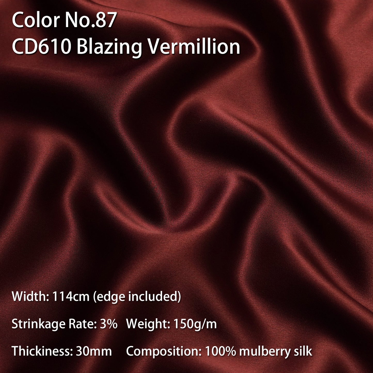 HYSK 100% Mulberry Silk Charmeuse Fabric –  Red Tones, 30 Momme, Soft Lustrous & Skin-Friendly, 6A Premium Silk for Nightwear, Pajamas, Bedding & Lining