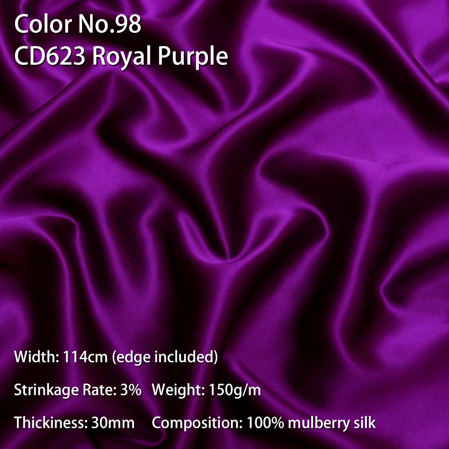 HYSK 100% Mulberry Silk Charmeuse Fabric –  Purple Tones, 30 Momme, Soft Lustrous & Skin-Friendly, 6A Premium Silk for Nightwear, Pajamas, Bedding & Lining
