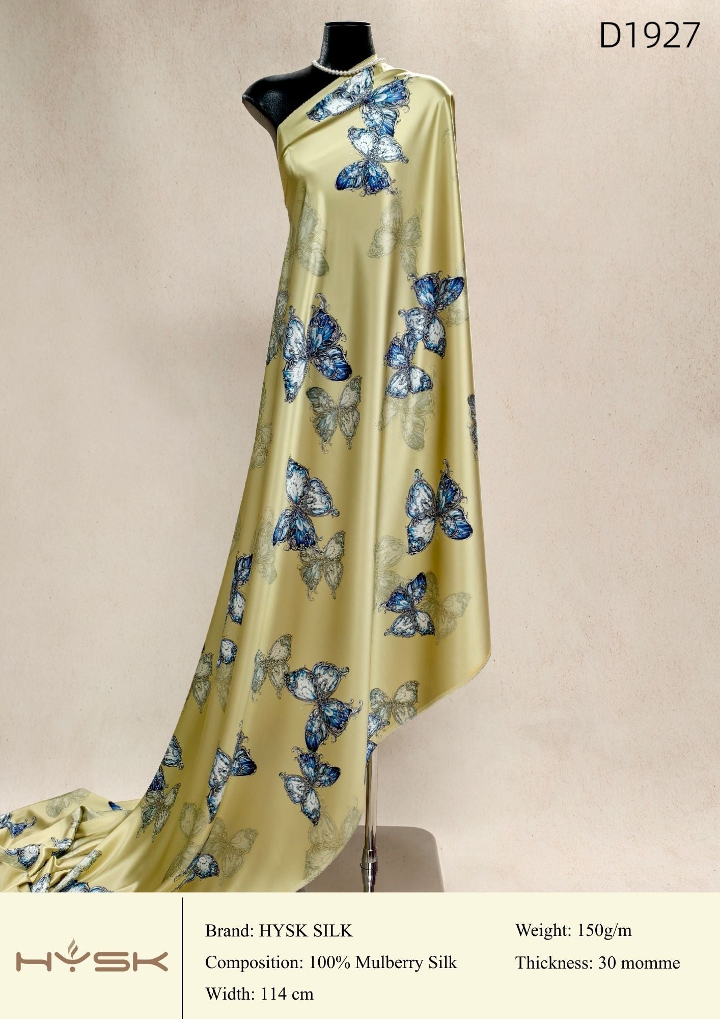 HYSK Digital Printed 100% Mulberry Silk Charmeuse – 30 Momme, 114cm Width, 6A Grade Silk Original Design Fabric for Couture, Evening Wear & Traditional Attire - In Stock Products