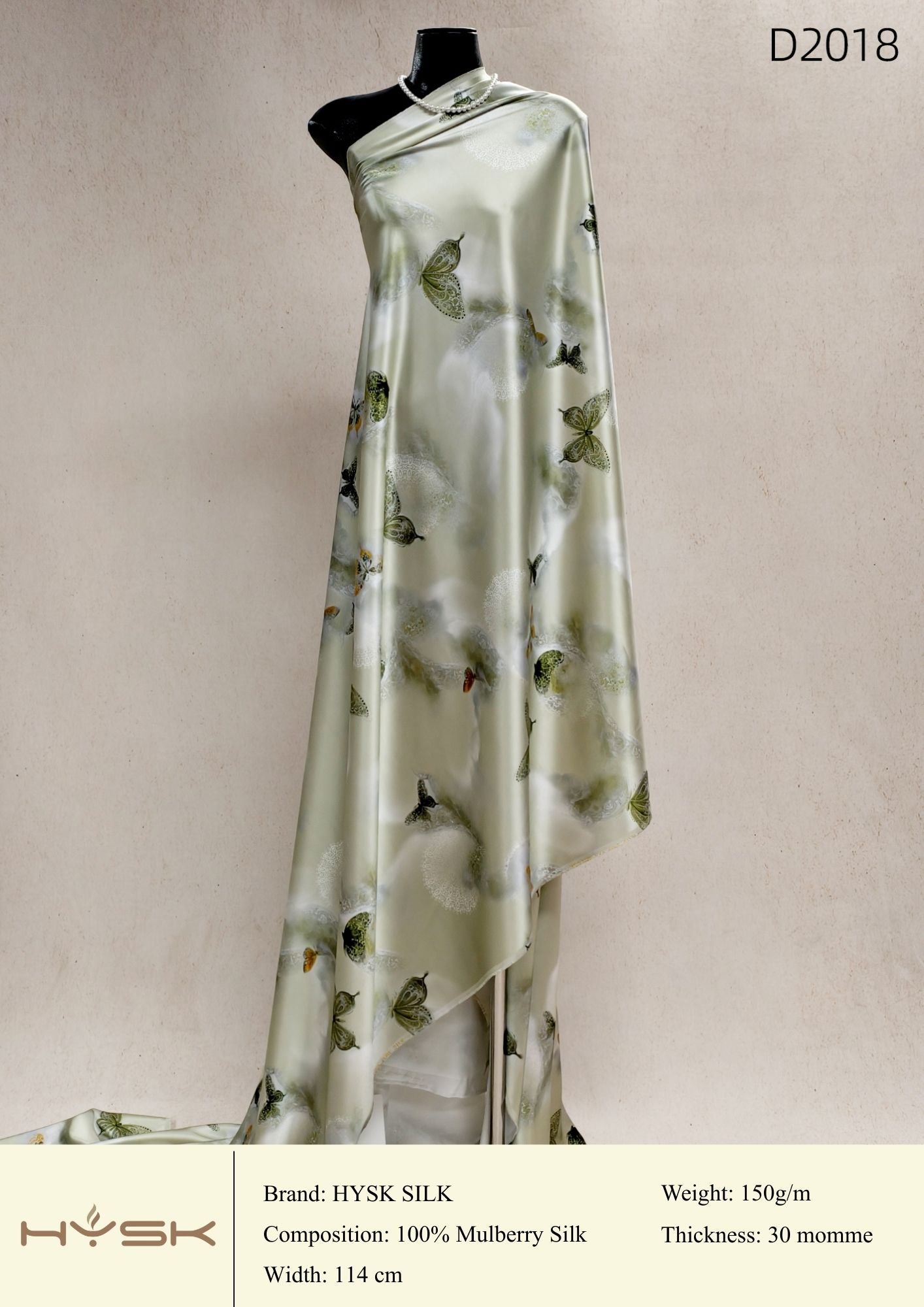 HYSK Digital Printed 100% Mulberry Silk Charmeuse – 30 Momme, 114cm Width, 6A Grade Silk Original Design Fabric for Couture, Evening Wear & Traditional Attire - In Stock Products