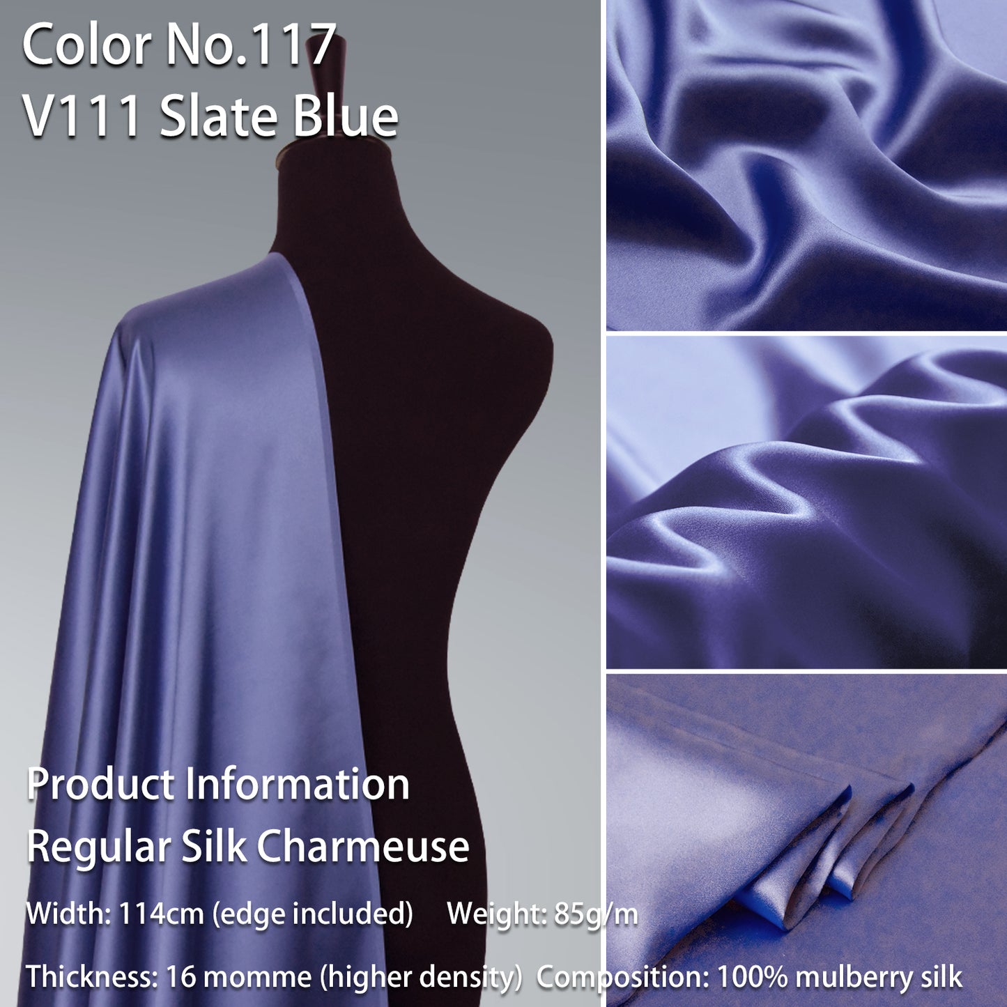 HYSK 100% Brown Color Mulberry Silk Charmeuse High-End Refined Soft Lustered Silk Fabric Skin-Friendly For Night Dress Pajamas Beddings Lining, 120 colors available in stock