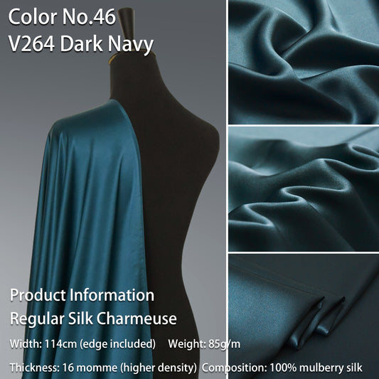 HYSK 100% Green Color Mulberry Silk Charmeuse High-End Refined Soft Lustered Silk Fabric Skin-Friendly For Night Dress Pajamas Beddings Lining, 120 colors available in stock