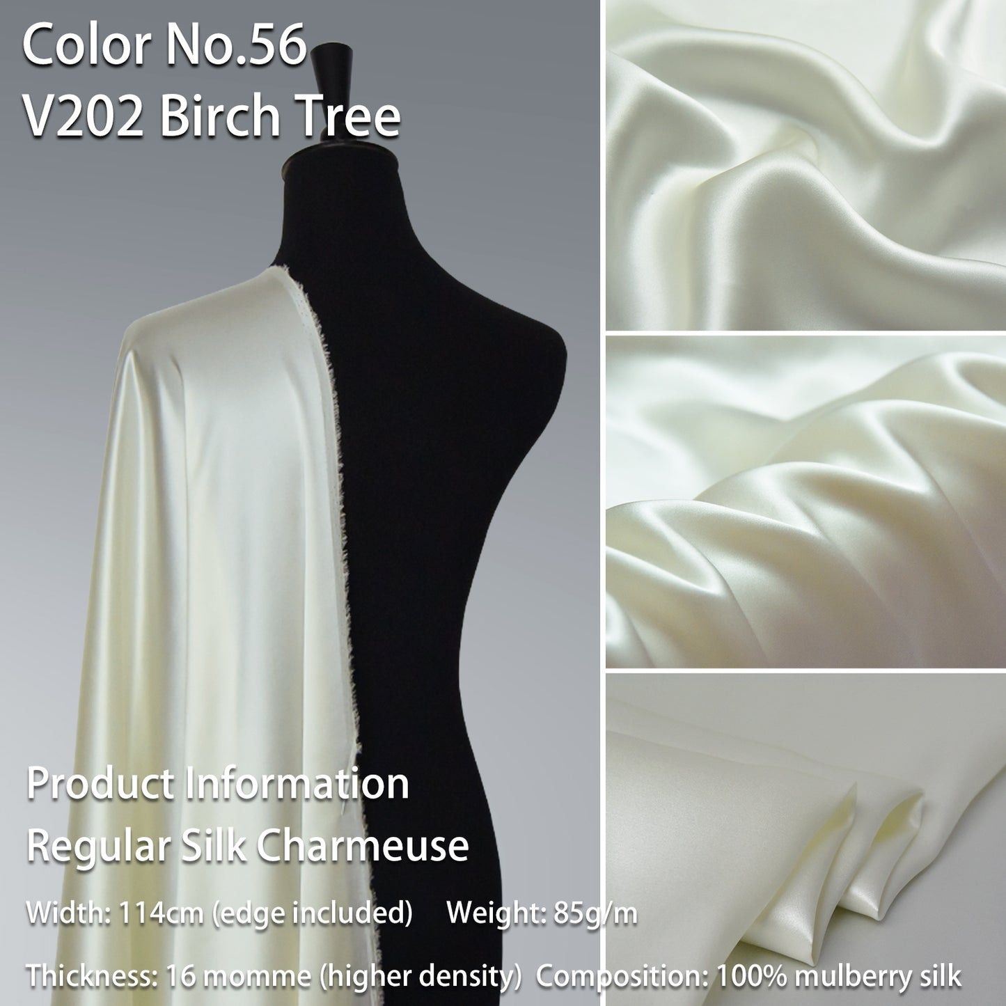 HYSK 100% Green Color Mulberry Silk Charmeuse High-End Refined Soft Lustered Silk Fabric Skin-Friendly For Night Dress Pajamas Beddings Lining, 120 colors available in stock