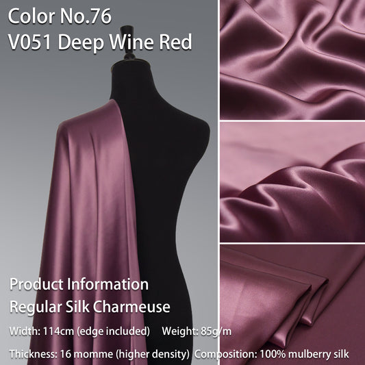 HYSK 100% Pink Color Mulberry Silk Charmeuse High-End Refined Soft Lustered Silk Fabric Skin-Friendly For Night Dress Pajamas Beddings Lining, 120 colors available in stock