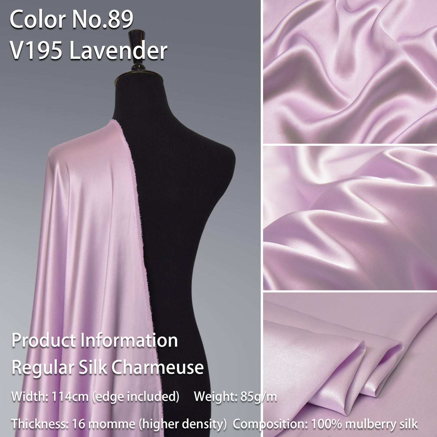 HYSK 100% Pink Color Mulberry Silk Charmeuse High-End Refined Soft Lustered Silk Fabric Skin-Friendly For Night Dress Pajamas Beddings Lining, 120 colors available in stock