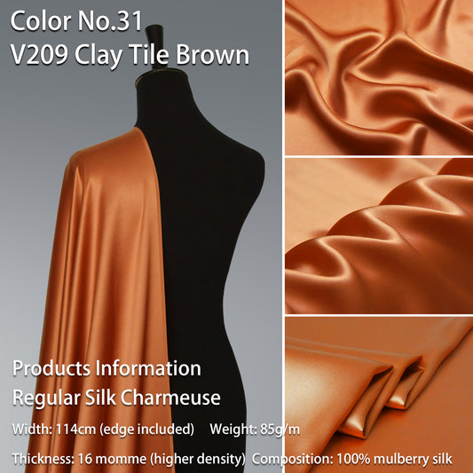 HYSK 100% Yellow Color Mulberry Silk Charmeuse High-End Refined Soft Lustered Silk Fabric Skin-Friendly For Night Dress Pajamas Beddings Lining, 120 colors available in stock